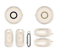 ZoraYorce Carcasa de TPU con mosquetón, resistente a los arañazos, funda protectora a prueba de golpes, compatible con auriculares Anker Soundcore Sleep A30 (gris transparente)