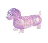 ZoraYorce Dachshund squishys, Glitter Sparkly Sausage Dog Squishys, Dogs Gel Stretch Ball, Ultra-Soft Touch Mini Rainbow Weiner Dogs