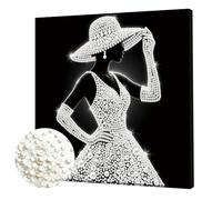 ZoraYorce DIY Lady Pearl Dot Painting - Pintura de perlas para decoración del hogar, 25 x 25 cm, con marco