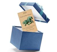 ZoraYorce Figura de cristal de la suerte del año del caballo en 3D 2026 con tarjeta para amigos en casa (B)