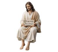 ZoraYorce Figura de Jesús de resina para escritorio, hecha a mano, estatua de Jesucristo sentado (L)