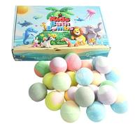 ZoraYorce Paquete de 24 bombas de baño naturales para niños, agradables a la piel, divertidas bombas de baño mágicas, fáciles de limpiar, con sorpresa en el interior, para cumpleaños, vacaciones y