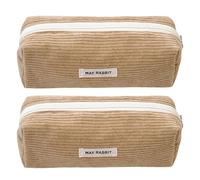 ZORESCOLEO 2 estuches de pana para niños, estudiantes y adultos, estuche de gran capacidad con cremallera, bolsa de cosméticos de viaje, albaricoque, as the pic show