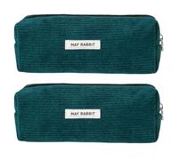 ZORESCOLEO 2 estuches de pana para niños, estudiantes y adultos, estuche de gran capacidad con cremallera, bolsa de cosméticos de viaje, verde oscuro, as the pic show