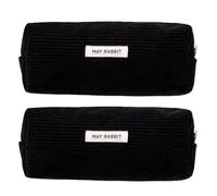 ZORESCOLEO 2 estuches de pana para niños, estudiantes y adultos, estuche de gran capacidad con cremallera, bolsa de cosméticos de viaje, Black, as the pic show