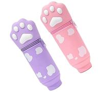 ZORESCOLEO 2 estuches telescópicos extensibles para bolígrafos, bolsa de silicona con cremallera, soporte para lápices para niños y estudiantes, Plus, as the pic show