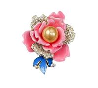 ZORESCOLEO Elegante broche de flor de peonía con diamantes de imitación brillantes, estilo chino esmaltado, pin de solapa para mujer, as the pic show, Metal