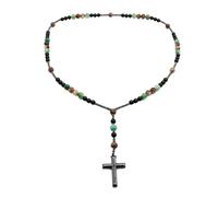 ZORESCOLEO Elegante collar de cruz con cuentas y piedras para hombre, collar espiritual unisex, as the pic show, Piedra volcánica natural, piedra biliar negra, cuentas acrílicas, cristales