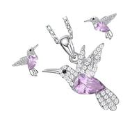ZORESCOLEO Elegante juego de collar y aretes en forma de pájaro con cristales brillantes para mujer, sofisticada joyería de aleación para uso diario, as the pic show, Metal