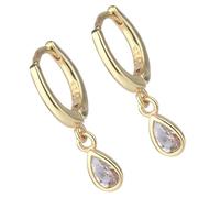 ZORESCOLEO Elegantes aretes colgantes de lágrima de circonita portátiles para mujer, chapados en oro y plata, accesorio de joyería de cobre resistente, para uso diario, as the pic show, Cobre