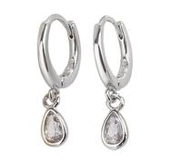 ZORESCOLEO Elegantes aretes colgantes de lágrima de circonita portátiles para mujer, chapados en oro y plata, accesorio de joyería de cobre resistente, para uso diario, as the pic show, Cobre