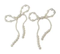 ZORESCOLEO Elegantes pinzas para zapatos con lazo y perlas para decoración de zapatos, tallas ajustables, accesorio de moda para calzado de mujer, as the pic show, perlas de imitación