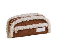 ZORESCOLEO Estuche de pana para lápices, bolsa de papelería, bonito estuche para lápices, gran capacidad, bolsa de cosméticos, suministros escolares y de oficina, marrón, as the pic show