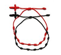 ZORESCOLEO Juego de 2 pulseras de cuerda roja de cábala para buena suerte para 7 nudos, pulsera trenzada para mujer, as the pic show, Algodón