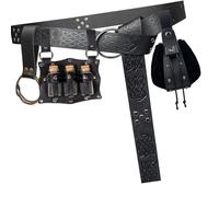 ZORESCOLEO Juego de cintura medieval punk en relieve con accesorios desmontables para hombres y mujeres, Black, as the pic show