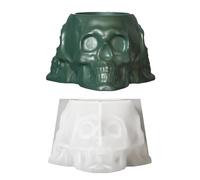 ZORESCOLEO Moldes de silicona con cabeza de esqueleto para portavelas, cenicero, taza, maceta, flores, cemento, yeso, moldes de silicona