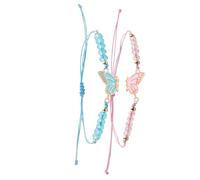 ZORESCOLEO Paquete de 2 pulseras de la amistad de mariposa para niñas y parejas, hechas a mano, cuerda trenzada a juego, joyería hecha a mano, as the pic show, cuerda