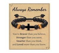 ZORESCOLEO Pulsera ajustable de cuentas de cruces para niños, bautizo, confirmación, comunión, regalos con caja de regalo, ahijado, hijo, nieto, as the pic show, vidrio/esmaltado