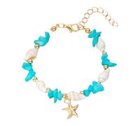 ZORESCOLEO Pulsera de cuentas de mar hecha a mano para fiestas, joyería de joyería, pulsera de cadena de aleación con textura adecuada para fiestas y celebraciones, as the pic show, Aleación, piedra