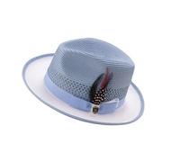 ZORESCOLEO Sombrero de paja unisex ajustable, suave fibra natural, protección solar, a la moda, para adultos y niños, azul claro, as the pic show