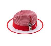 ZORESCOLEO Sombrero de paja unisex ajustable, suave fibra natural, protección solar, a la moda, para adultos y niños, rosso, as the pic show