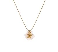 ZORESCOLEO Summers - Collar con colgante ajustable con diseño marino de conchas marinas y conchas marinas con cadena de acero inoxidable chapada en oro de 18 quilates, as the pic show, Acero