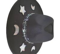 ZORESCOLEO Suncatchers - Sombrero de paja con recortes reflectantes, prismas, difracción, transpirable, tejido a mano, sombrero de paja para mamá mágica al aire libre, Patrón liso negro, as the pic