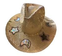 ZORESCOLEO Suncatchers - Sombrero de paja con recortes reflectantes, prismas, difracción, transpirable, tejido a mano, sombrero de paja para mamá mágica al aire libre, trenzado, as the pic show