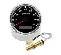 zorfar Sensor de tacómetro Universal de 85MM con medidor de horas, medidor de tacómetro de RPM con retroiluminación de 7 colores for coche, barco y caravana, 12V, 24V(8000RPM M18-01)