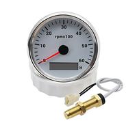 zorfar Sensor de tacómetro Universal de 85MM con medidor de horas, medidor de tacómetro de RPM con retroiluminación de 7 colores for coche, barco y caravana, 12V, 24V(6000RPM M18-02)