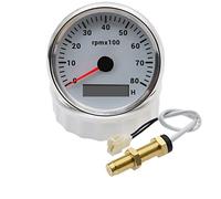 zorfar Sensor de tacómetro Universal de 85MM con medidor de horas, medidor de tacómetro de RPM con retroiluminación de 7 colores for coche, barco y caravana, 12V, 24V(8000RPM M16-01)