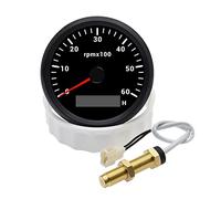 zorfar Sensor de tacómetro Universal de 85MM con medidor de horas, medidor de tacómetro de RPM con retroiluminación de 7 colores for coche, barco y caravana, 12V, 24V(6000RPM M18)
