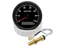 zorfar Sensor de tacómetro Universal de 85MM con medidor de horas, medidor de tacómetro de RPM con retroiluminación de 7 colores for coche, barco y caravana, 12V, 24V(7000RPM M18)