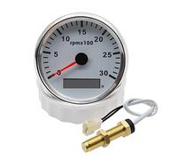 zorfar Sensor de tacómetro Universal de 85MM con medidor de horas, medidor de tacómetro de RPM con retroiluminación de 7 colores for coche, barco y caravana, 12V, 24V(3000RPM M18-02)