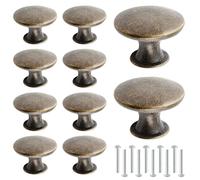 Zorfeter 10 pomos redondos de latón rústico para gabinete, tiradores de latón antiguo, tiradores para cajones de cocina, armario, aparador, 30 mm de diámetro