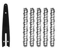 Zorlun Cadenas de 4/6/8 pulgadas y barra guía, mini cadenas acero, hoja sierra eléctrica, herramienta, accesorio, repuesto for corte madera(6inch Set4)