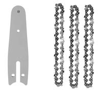 Zorlun Cadenas de 4/6/8 pulgadas y barra guía, mini cadenas acero, hoja sierra eléctrica, herramienta, accesorio, repuesto for corte madera(4inch Set2)