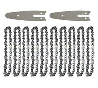 Zorlun Cadenas de motosierra 4 pulgadas y barra guía, minicadenas acero, herramienta hoja sierra eléctrica, accesorio repuesto for, corte madera(4-inch Set8)
