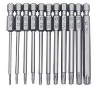 Zorlun Destornillador de cabeza plana, juego brocas seguridad a prueba manipulaciones for taladro eléctrico, adaptador extensión magnético, broca hexagonal estriada(11pcs 75mm Torx Bits)