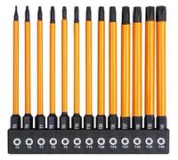 Zorlun Juego de 14 puntas Torx impacto 75/100/150 mm con mango destornillador T5-T40, forma a prueba manipulaciones(100mm)