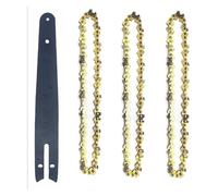 Zorlun Juego de barra guía y cadena motosierra 8 pulgadas, eslabón transmisión 45, sierra eléctrica 1/4''P for sin escobillas, cortadora madera, repuesto(1 Guide bar 3 Chains)