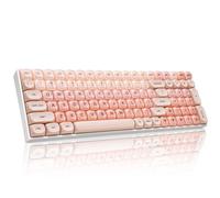 ZORNHER Teclado mecánico ZH100 Foundation, teclado cremoso personalizado 98% rosa con teclado numérico, teclas de perfil Jelly MOA, interruptores lineales prelubricados, intercambiables en caliente