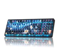 ZORNHER Teclado mecánico ZH980, teclado cremoso azul 95% con teclado numérico, teclas PBT de sublimación de tinte nocturno estrellado de Van Gogh, interruptores de clic prelubricados, intercambiables