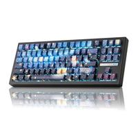 ZORNHER ZH870 Teclado mecánico inalámbrico para juegos, teclado de sonido cremoso personalizado 80% azul con sublimación de tinte nocturno estrellado, teclas PBT, interruptores lineales prelubricados