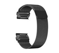 ZoRoll 22mm Correa QuickFit para Garmin Fenix 8 47mm/7 Pro/7/6/5/Fenix E, Correas de Reloj de Acero Inoxidable Malla Bandas para Garmin Tactix 8 47mm/Quatix 8/Epix - Negro(L)