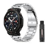 ZoRoll 22mm Metal Correas para Amazfit Bip Max/Active Max/GTR 4/3/2e/Cheetah Ultra, Pulsera de Reloj Brazalete de Acero Inoxidable, Bandas para Amazfit T Rex3 48 mm/Balance Ultra/Bip 6 - Plateado