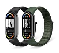 ZoRoll 2Pack Correa Compatibile con Xiaomi Smart Band 10, Pulsera Reloj Bandas de Nailon Correas Compatibile con XiaomiMi Band 10 - Negro+Verde