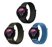 ZoRoll 3 Pack 18mm Correa para Garmin Forerunner 255S Music/265S/Vivoactive 4S/Vivomove 3S/Venu 2S, Pulsera de Nailon con Velcro Correa para Move 3S/Q Venture HR Gen 4-Negro+Ejercito Verde+Blue