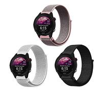 ZoRoll 3 Pack 18mm Correa para Garmin Forerunner 255S Music/265S/Vivoactive 4S/Vivomove 3S/Venu 2S, Pulsera de Nailon con Velcro Correa para Move 3S/Q Venture HR Gen 4 - Rosado+Negro+Blanco#1
