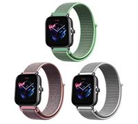 ZoRoll 3 Pack 20mm Correa para Amazfit Active 3 Premium/Active 2/Active/GTS 4/4 Mini/GTS 3/2/GTR, Pulsera de Nailon Correa para Amazfit T-Rex 3 Pro 44mm/Cheetah 2 Pro/Bip 3 pro - Tres colores#1